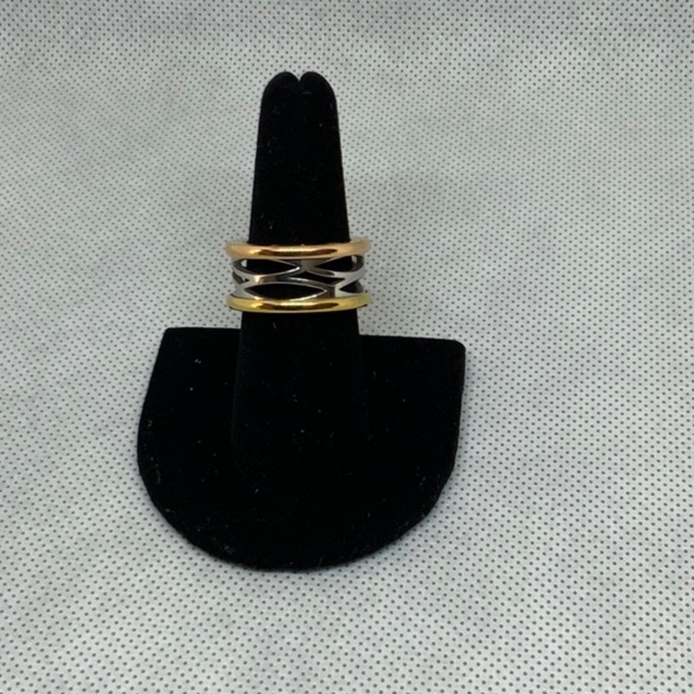 Three tone gold plated ring